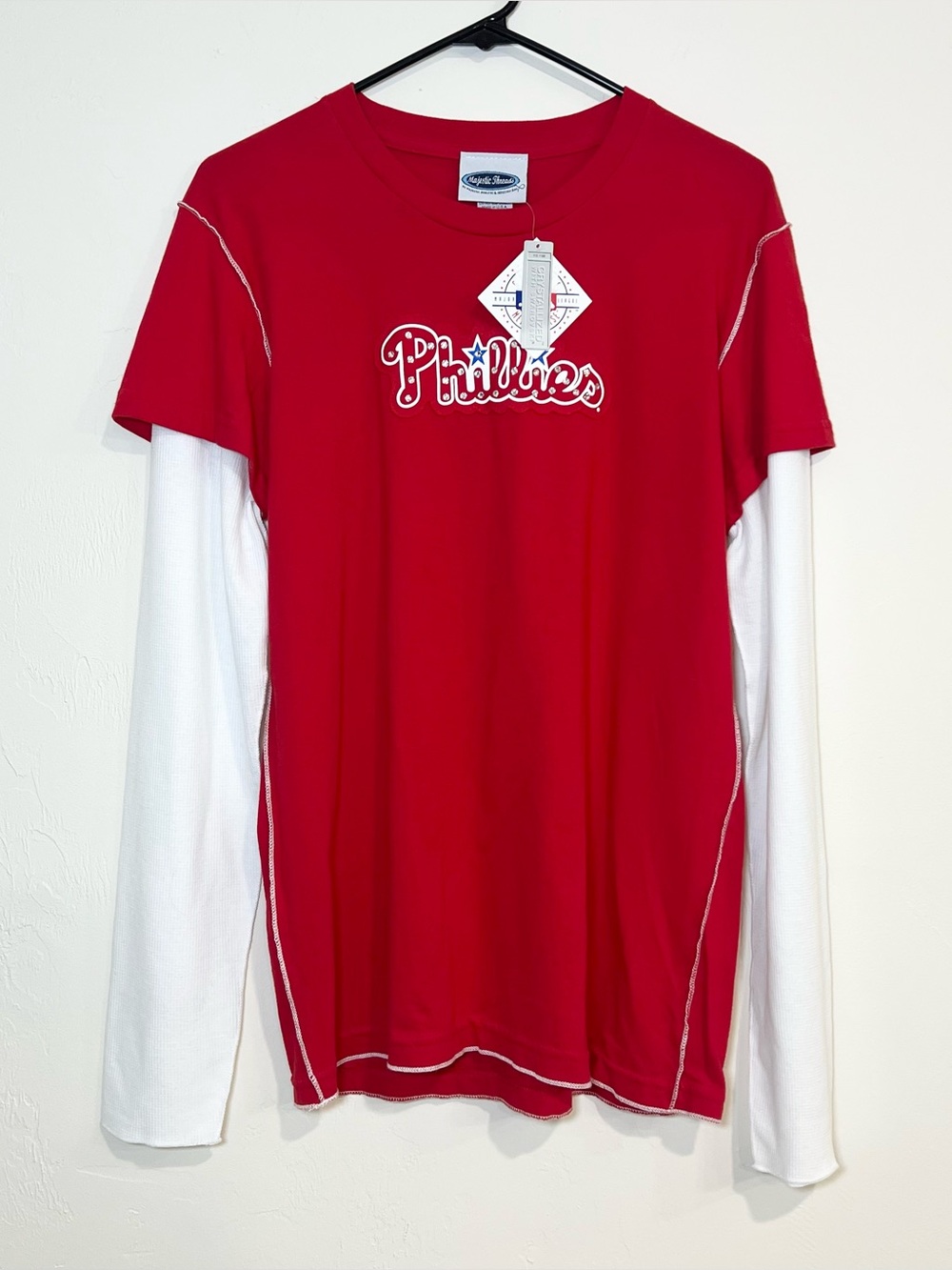 Philadelphia Phillies NWT Majestic Threads Rhinestone Long Sleeve Shirt XXL